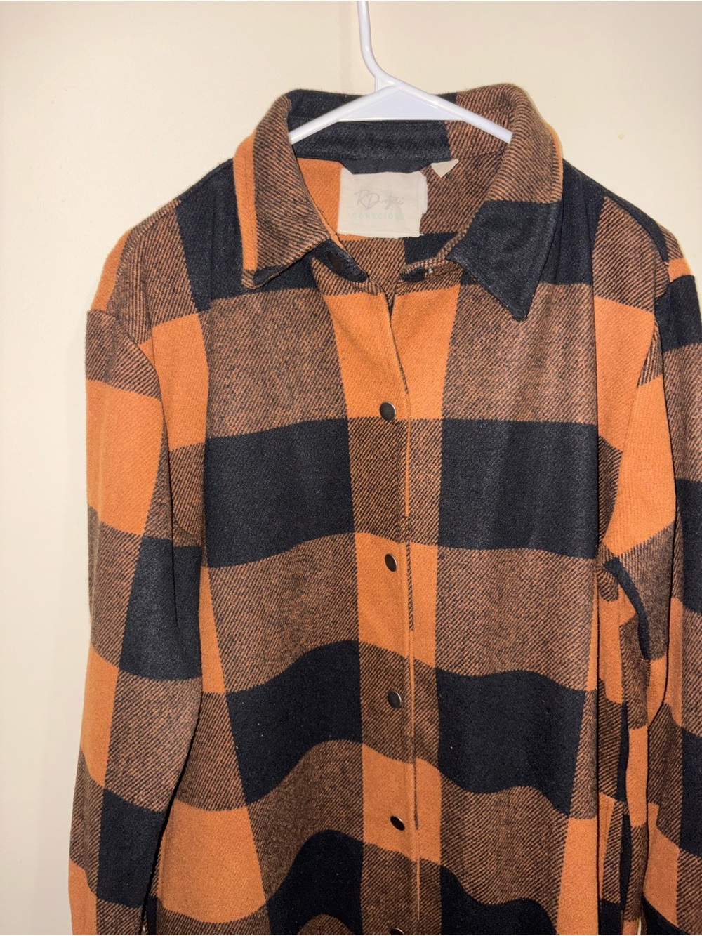 RD Style Black and Brown Plaid Button Shirt Jacket - Picture 4 of 16
